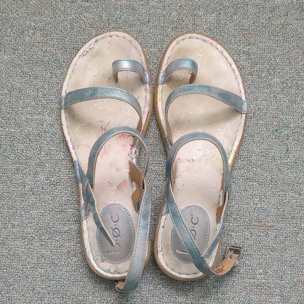 boc Metallic Blue Strappy Flat Sandals
